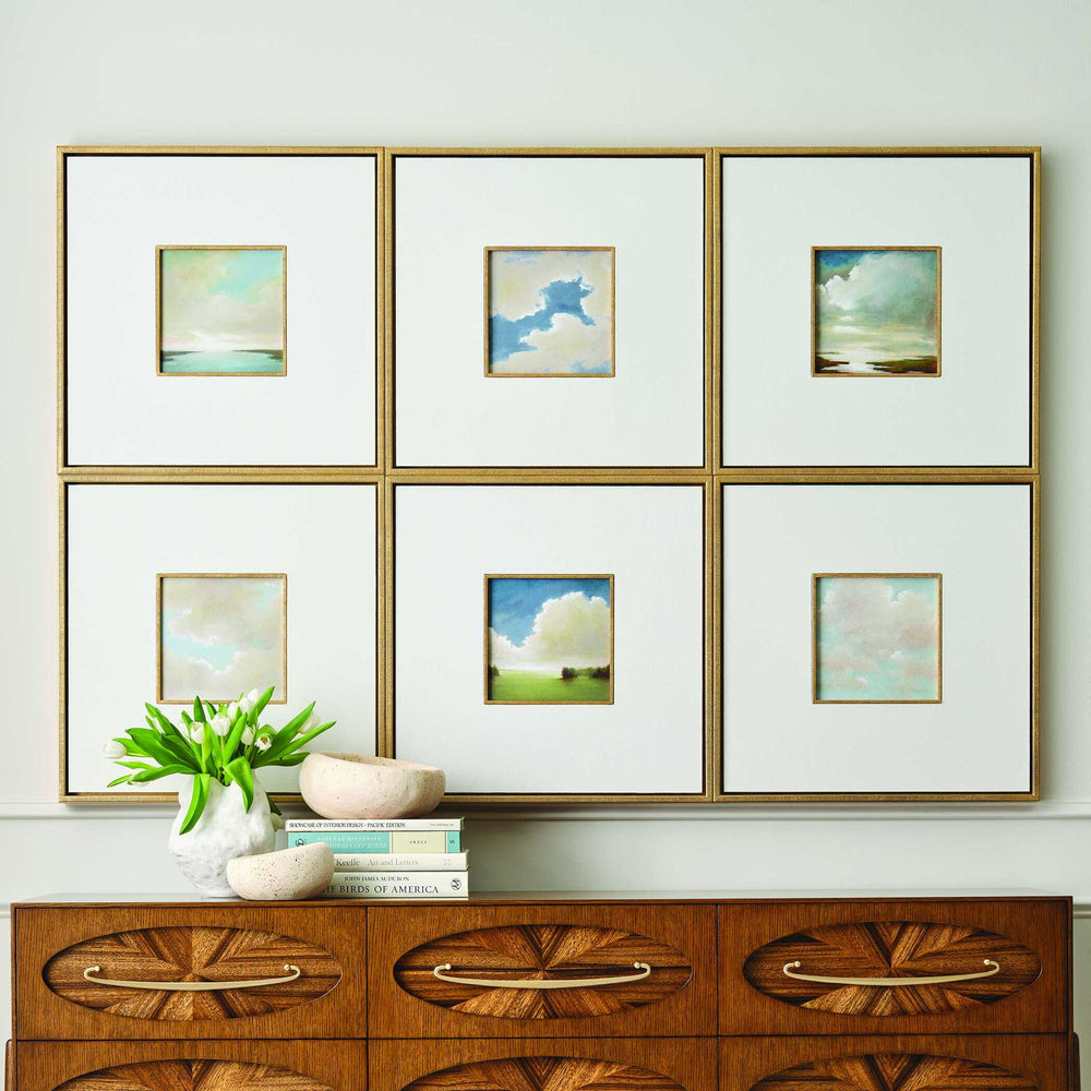 Cumulation - Framed Canvases (Set of 6) - White / Blue