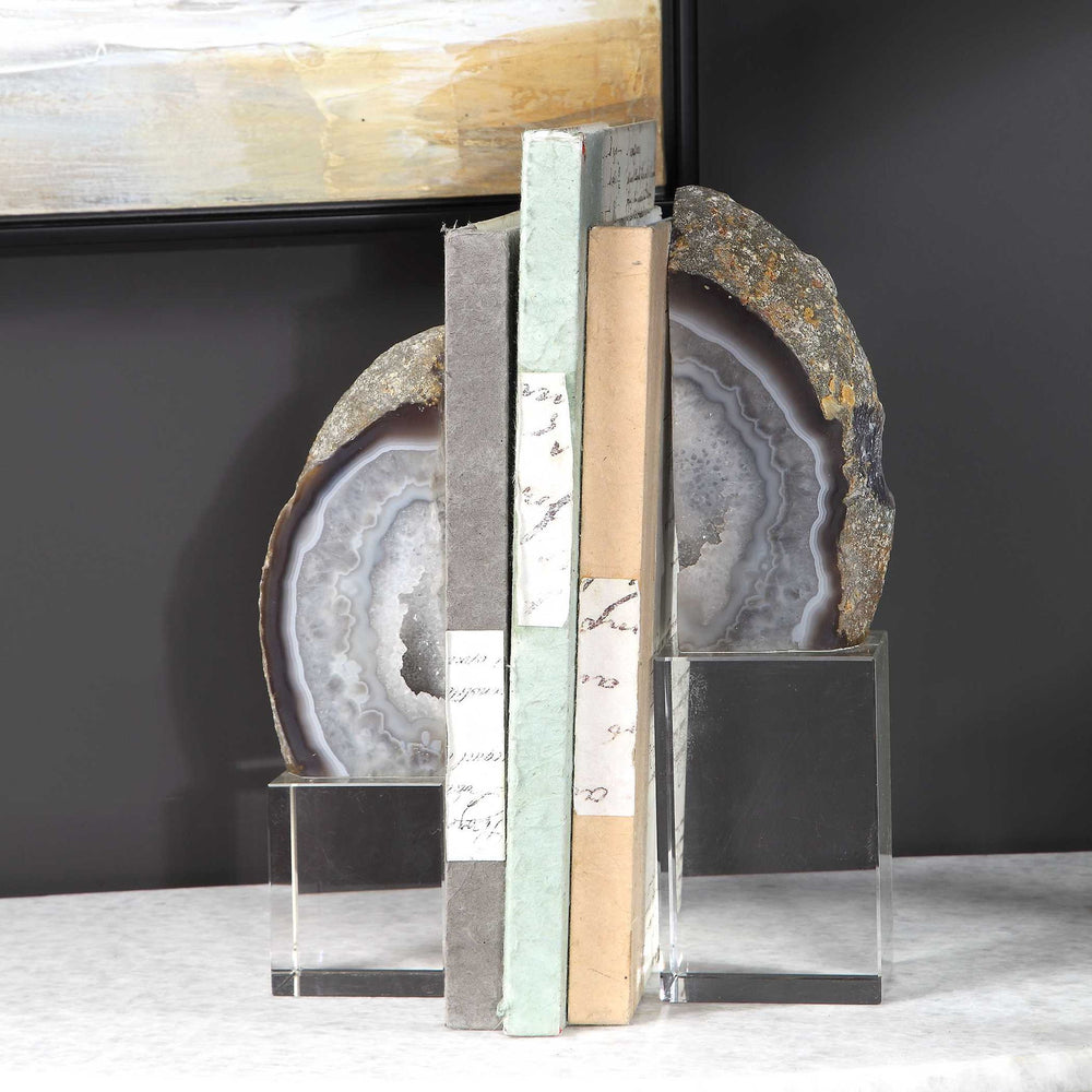 Amiya - Bookends (Set of 2) - Blue / Gray / White