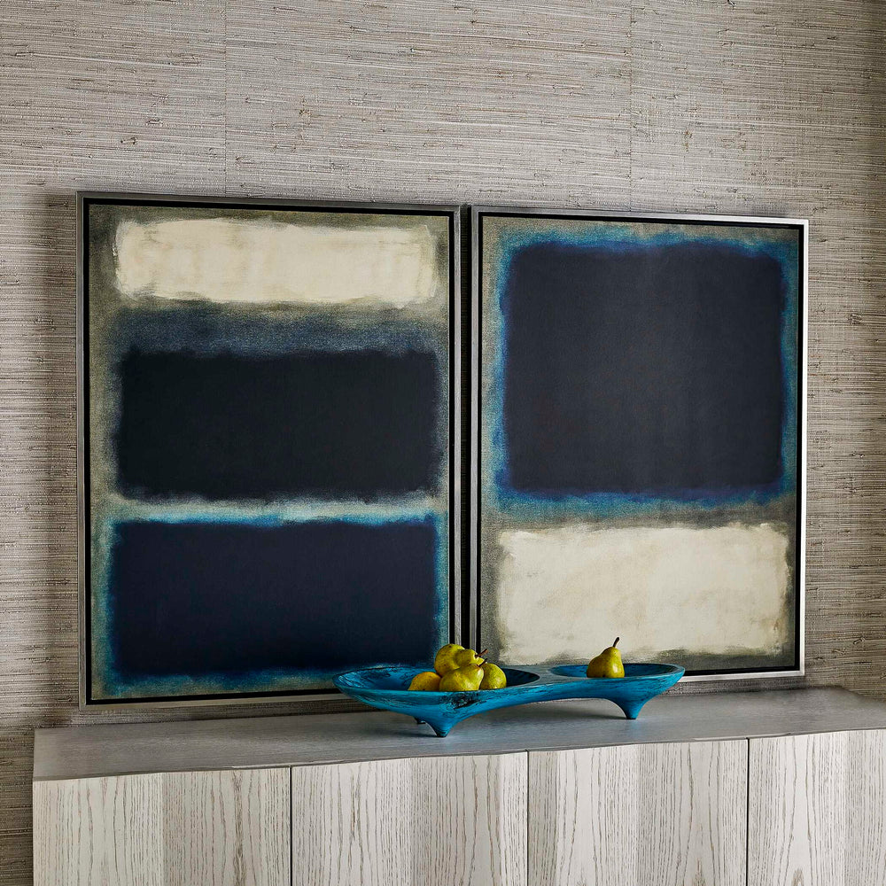 Solstice 1 - Framed Canvas - Black / Blue / Gray