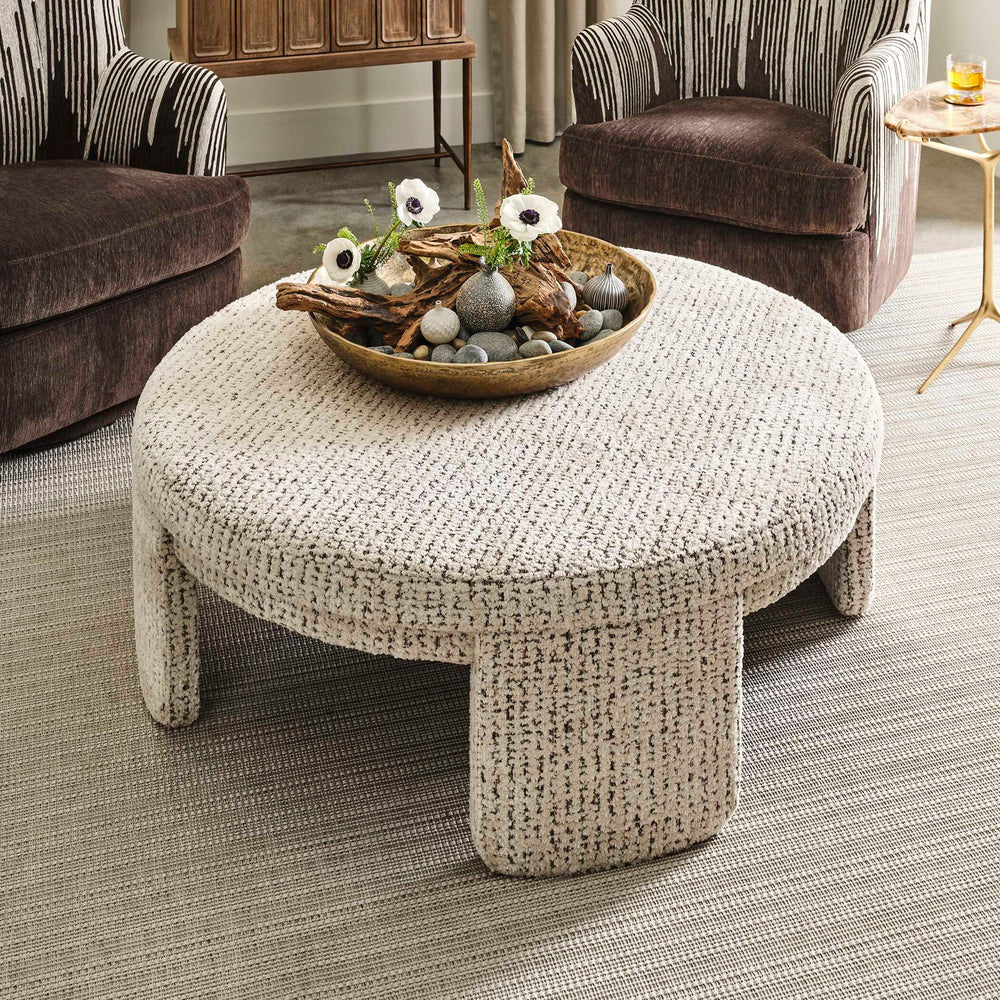 Give It A Rest - Round Ottoman - Hopscotch Creamy Espresso