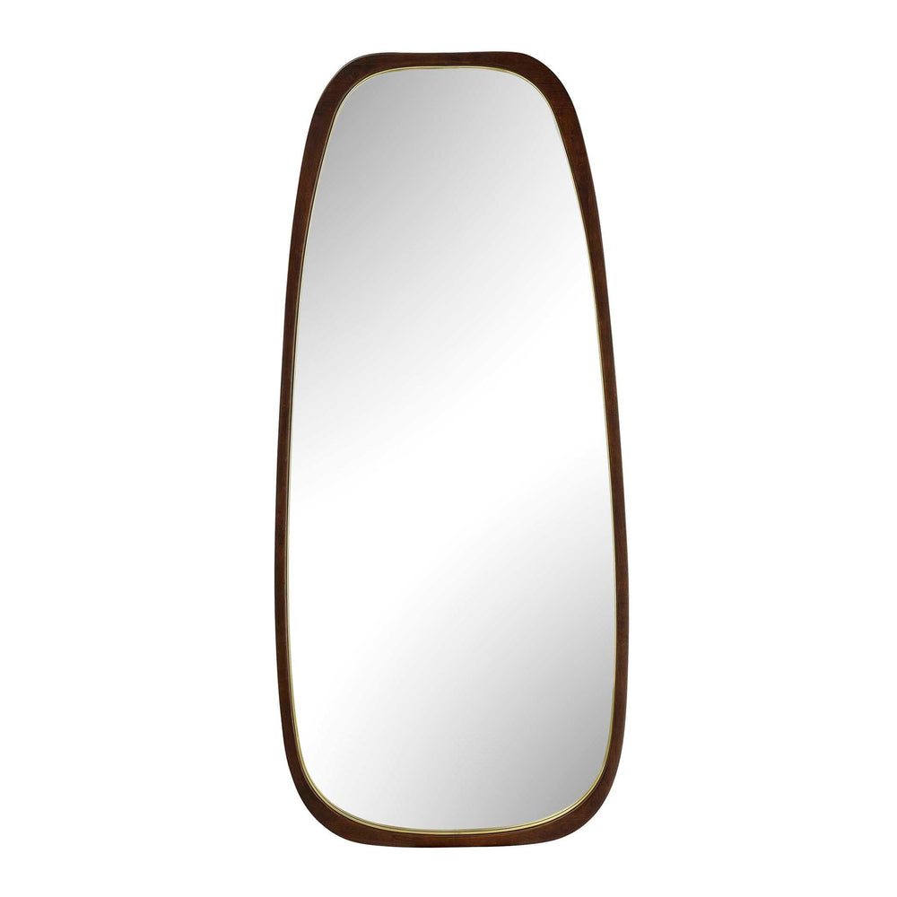 Zachari - Asymmetrical Tall Mirror - Gold / Woodtone