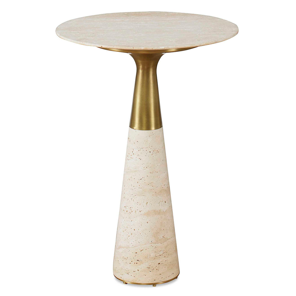 Pier - Travertine Accent Table - Beige