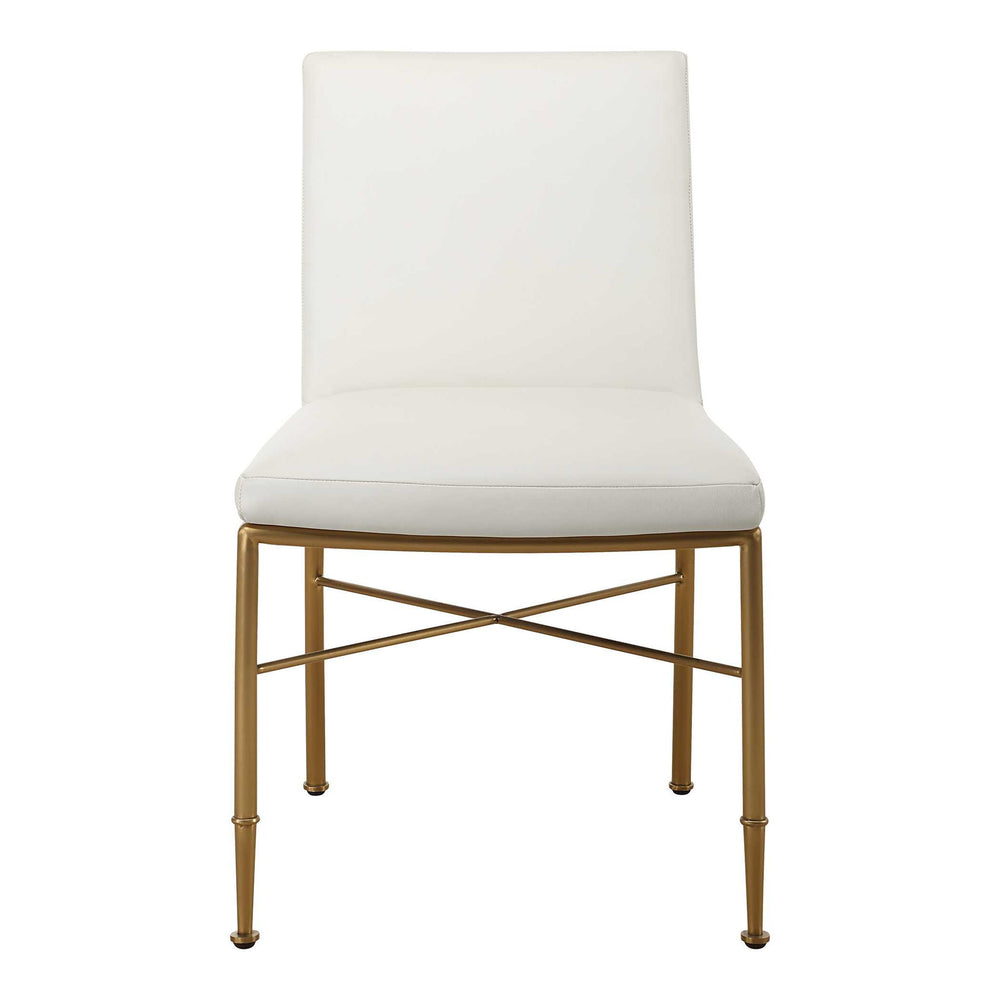 Fretwork - Dining Chair - White / Gold