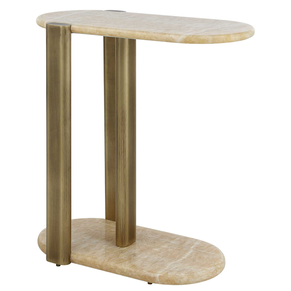 Rounded Cantilever - Accent Table - Beige / Gold