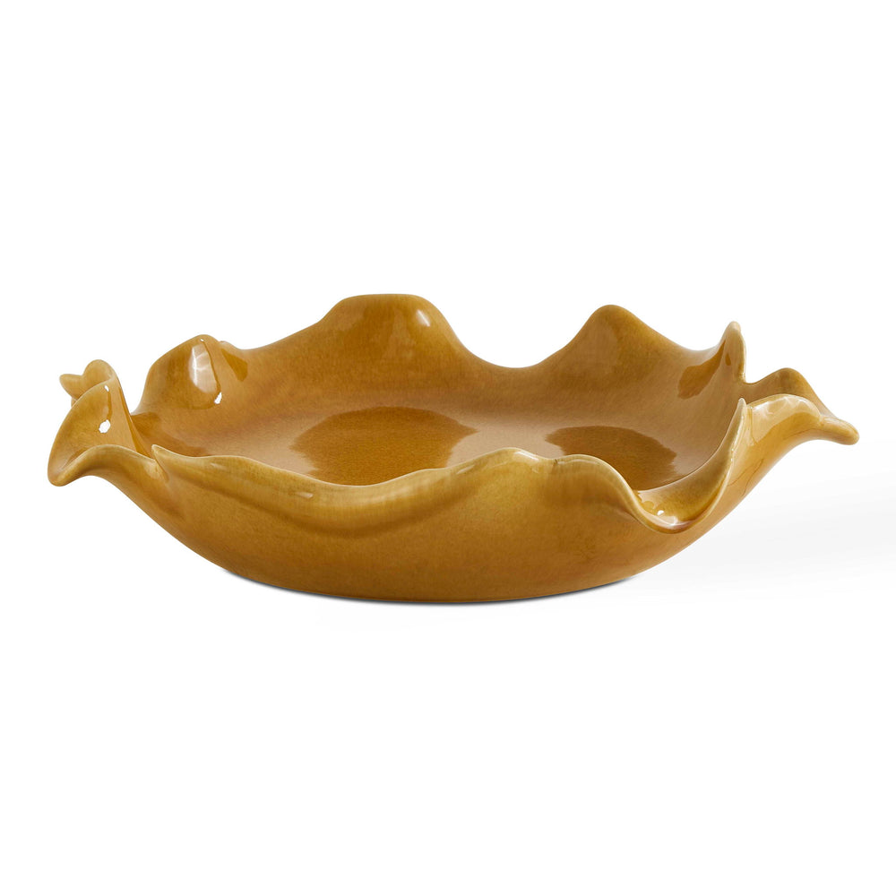 Golden Crest Ruffle - Indoor-Outdoor Bowl - Brown