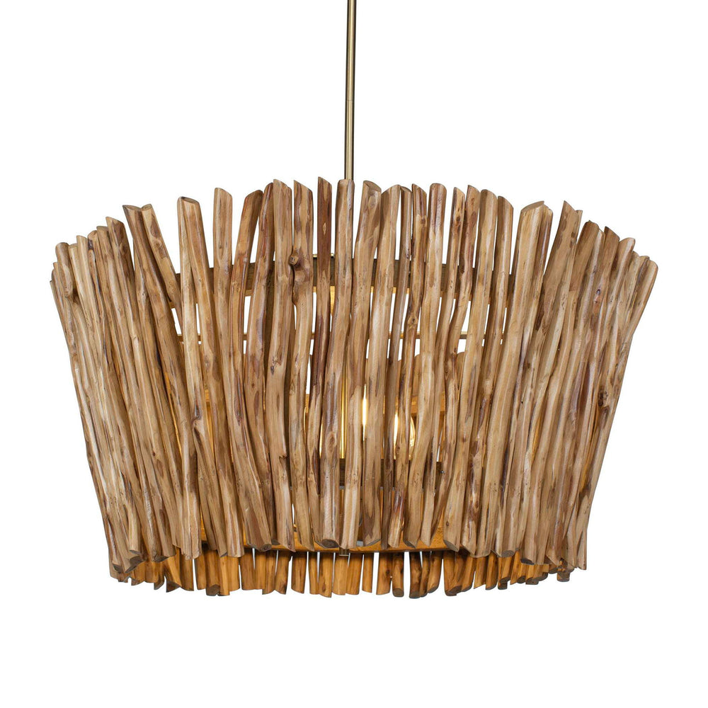 Rhea - 4 Light Wood Branch Chandelier - Woodtone