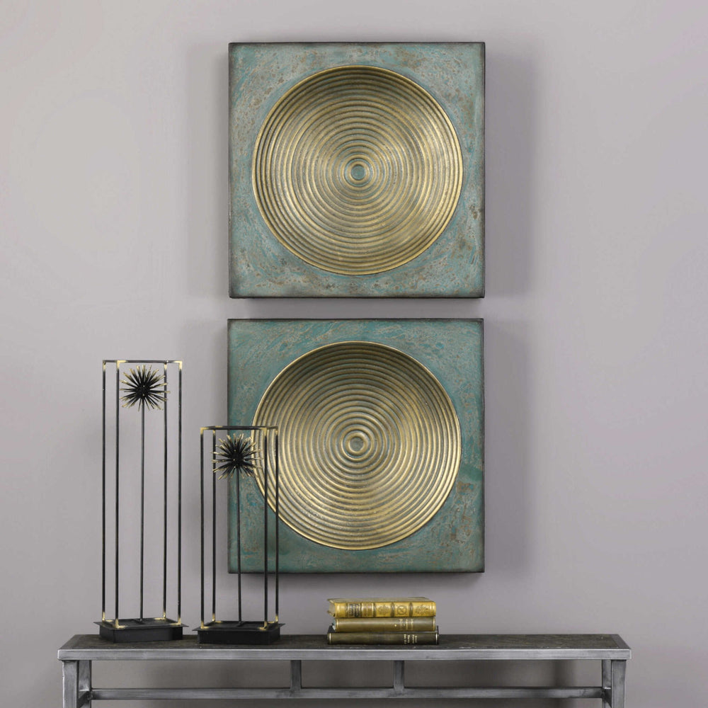 Sybil - Squares (Set of 2) - Antique Gold