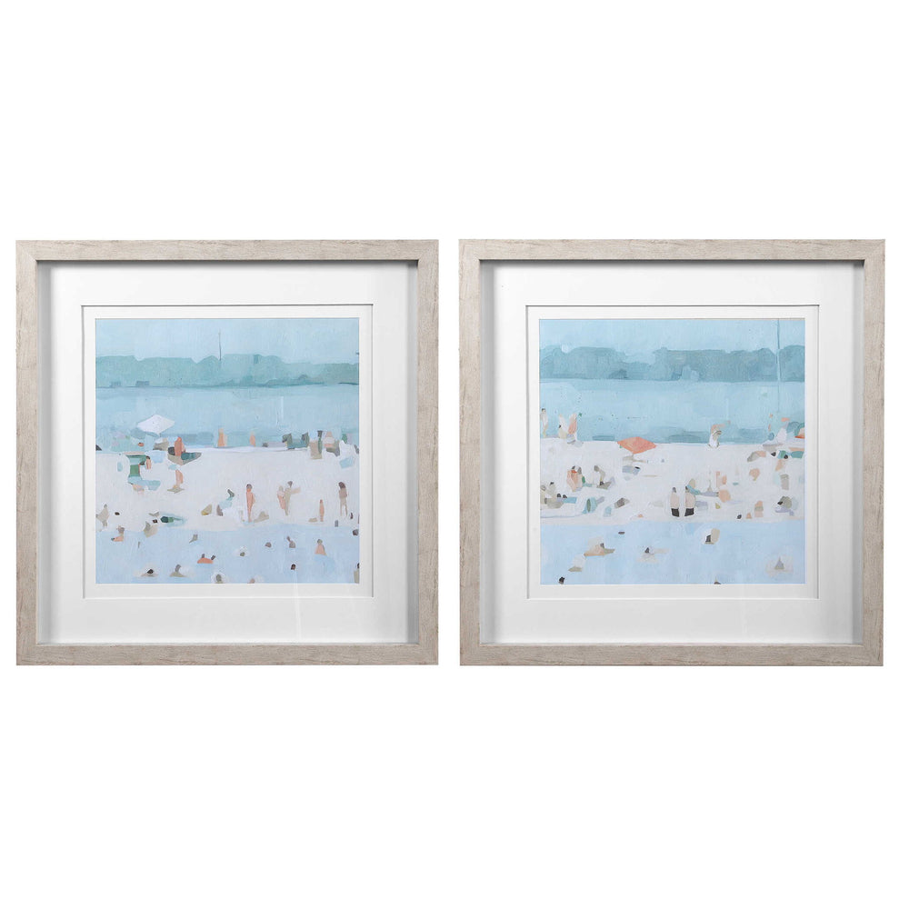 Sea Glass Sandbar - Framed Prints (Set of 2) - Light Blue
