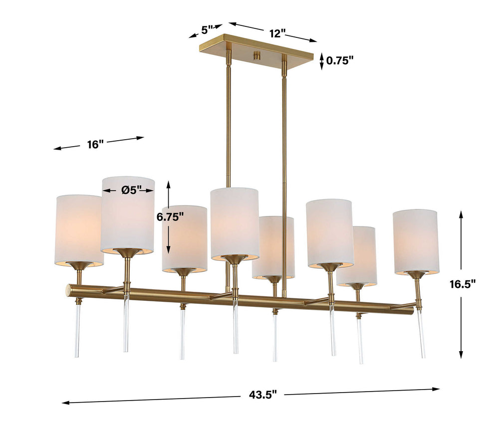 Awyr - 8 Light Linear Chandelier - Bronze