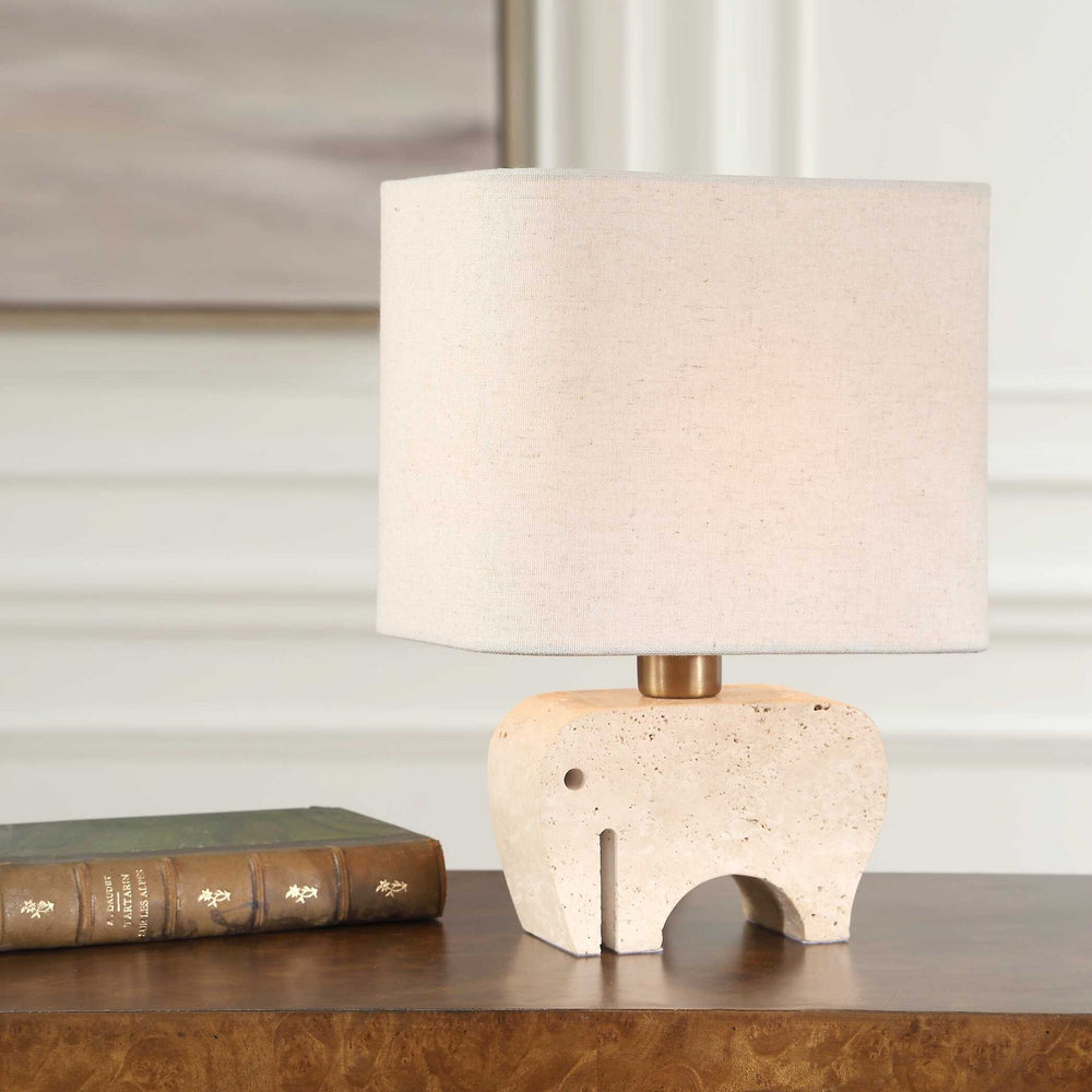 Tusk - Travertine Accent Lamp - Beige