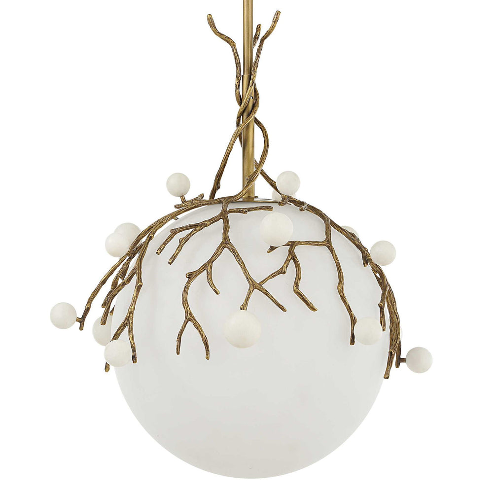 Budding Branches - Pendant - Light Antique Brass / White