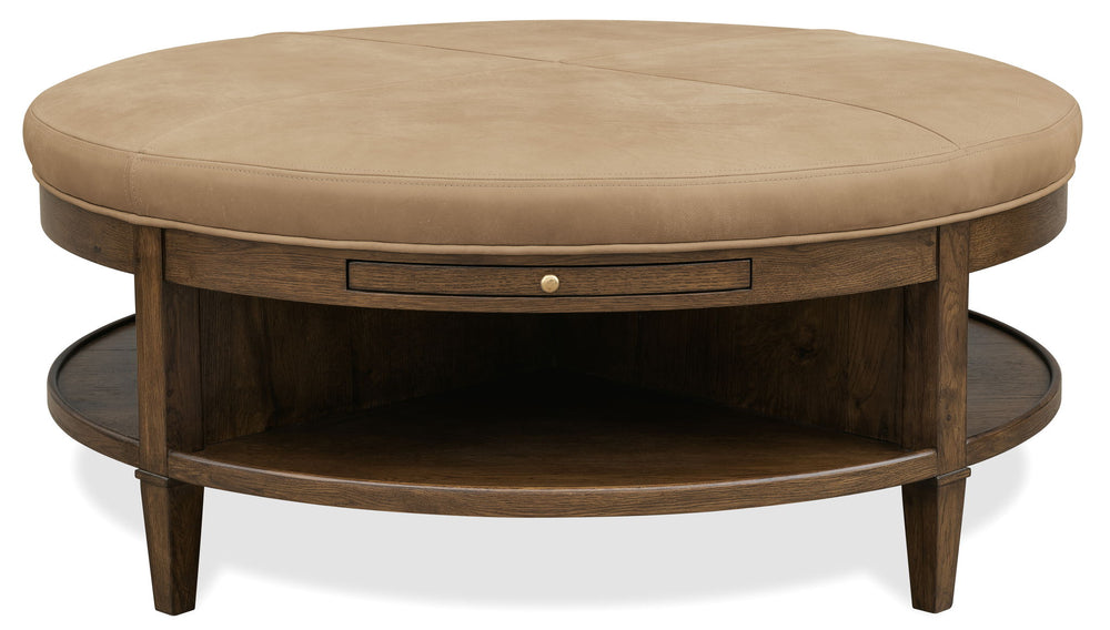 Cashiers - Cocktail Ottoman - Chestnut / Vintage Ecru