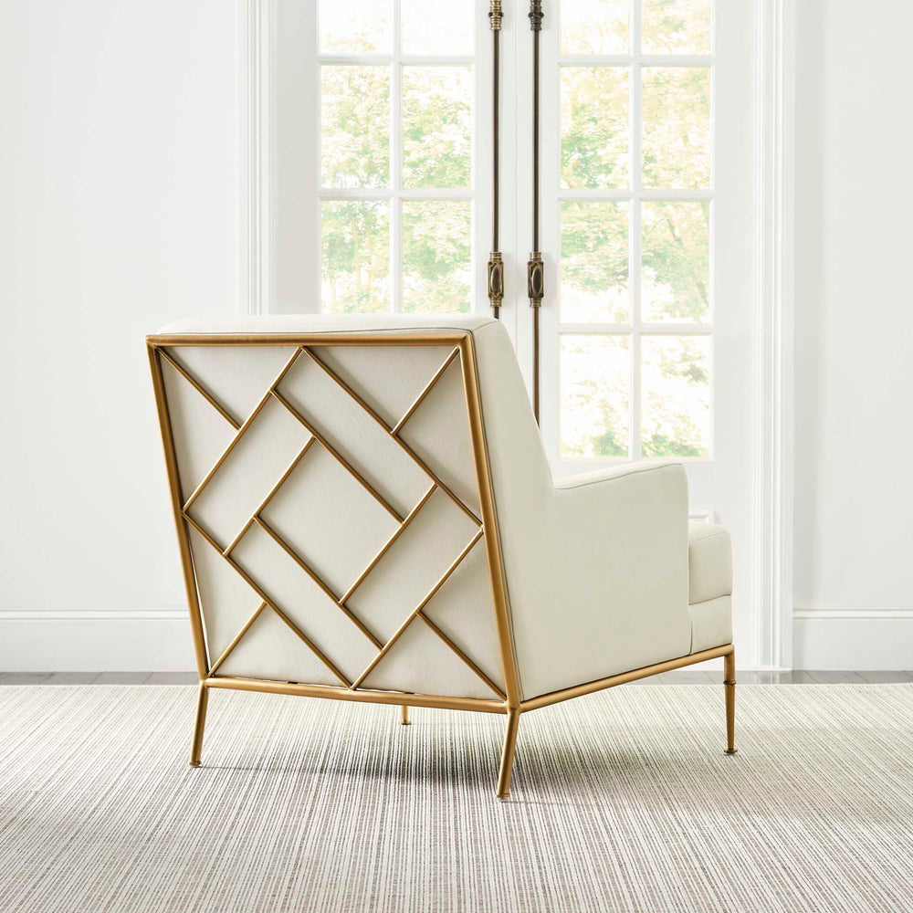 Fretwork - Accent Chair - White / Gold