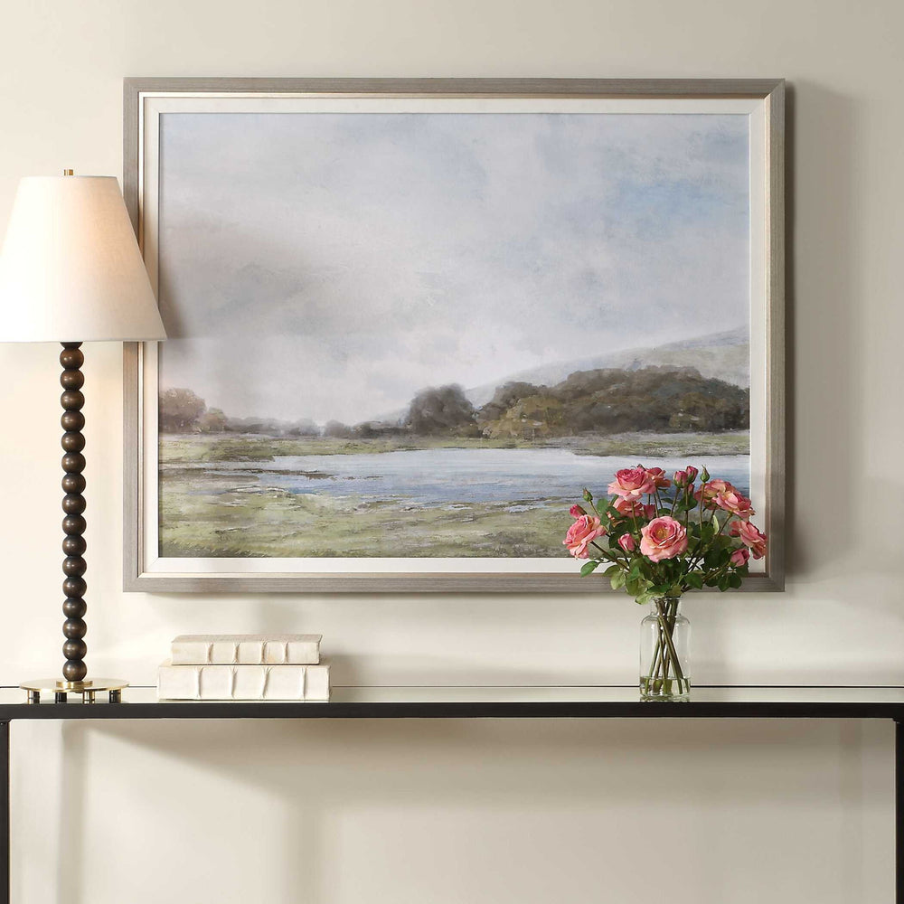 Restful Vista-Awe - Landscape Art - Black / Blue / Brown / Gold / Gray / Green / Woodtone