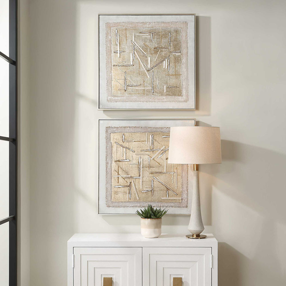 Unpredictable Hand - Painted Canvases (Set of 2) - Gray