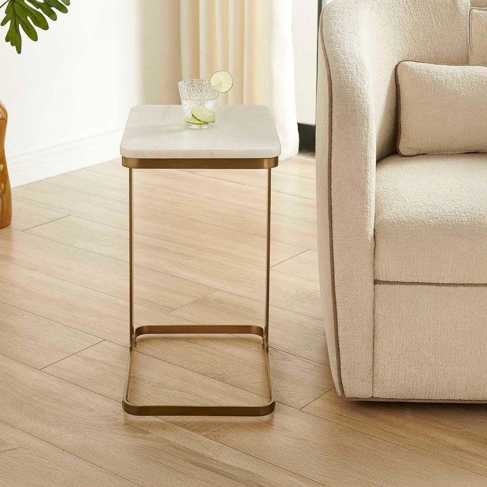 Tylan - Marble Accent Table - Brass / White