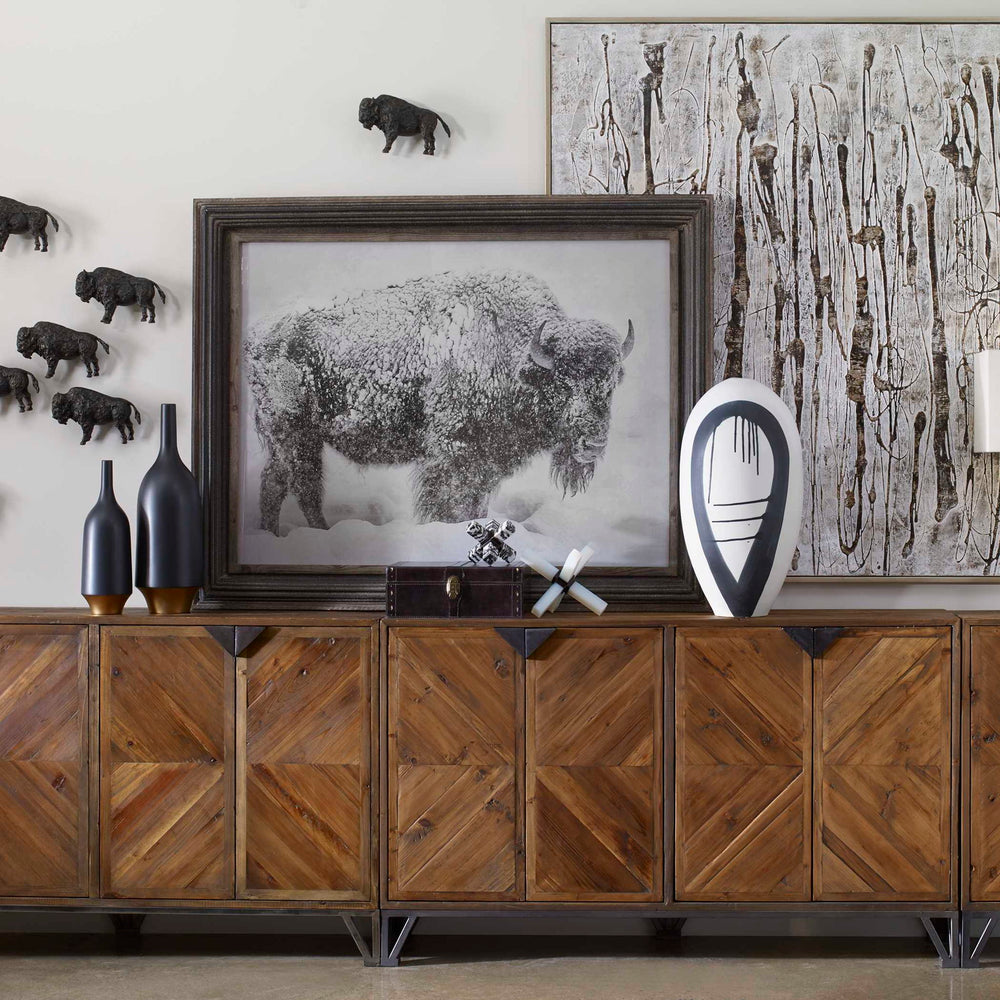 Bison - Metal Wall Sculpture - Bronze