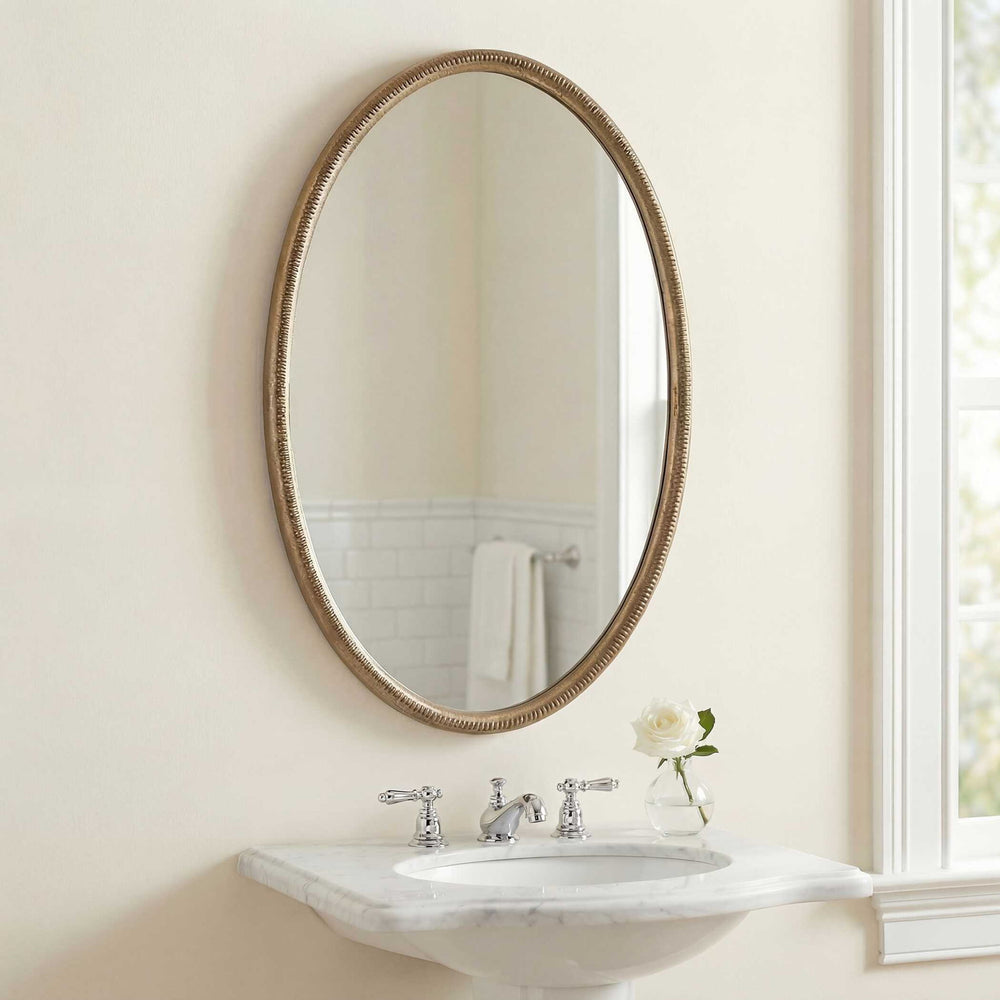 Ellis - Beaded Oval Mirror - Brass