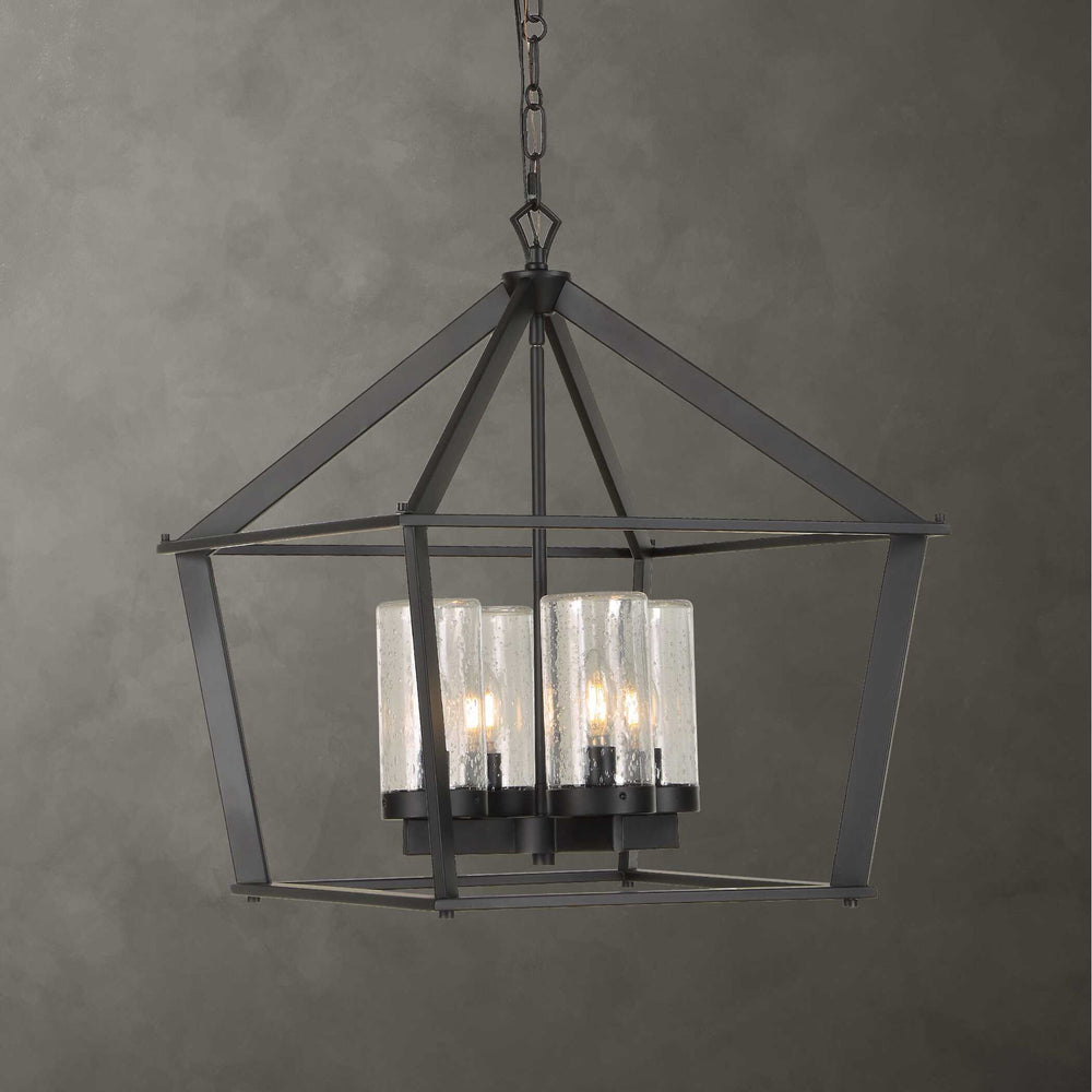 Evanston - 4 Light Indoor-Outdoor Pendant - Black
