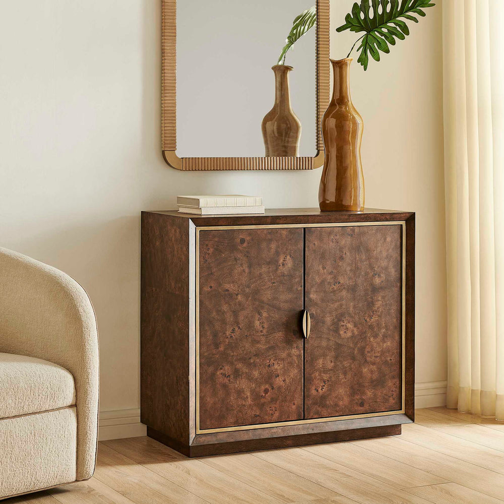 Flores - Burl Wood 2 Door Cabinet - Brass,Woodtone