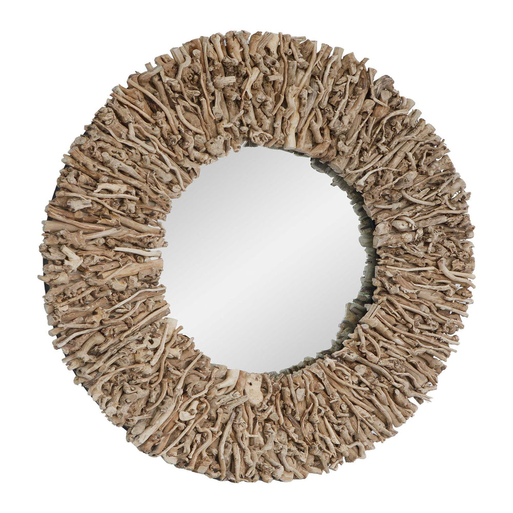 Rossetti - Round Interwoven Wood Mirror - Woodtone