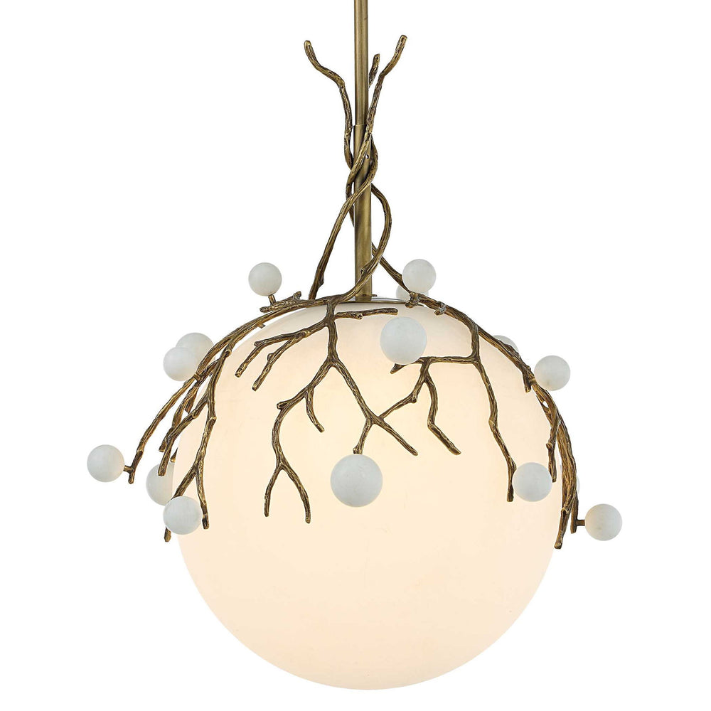 Budding Branches - Pendant - Light Antique Brass / White