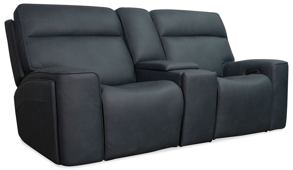 MS - Riverton Power Gliding Console Loveseat With Power Headrest And Lumbar