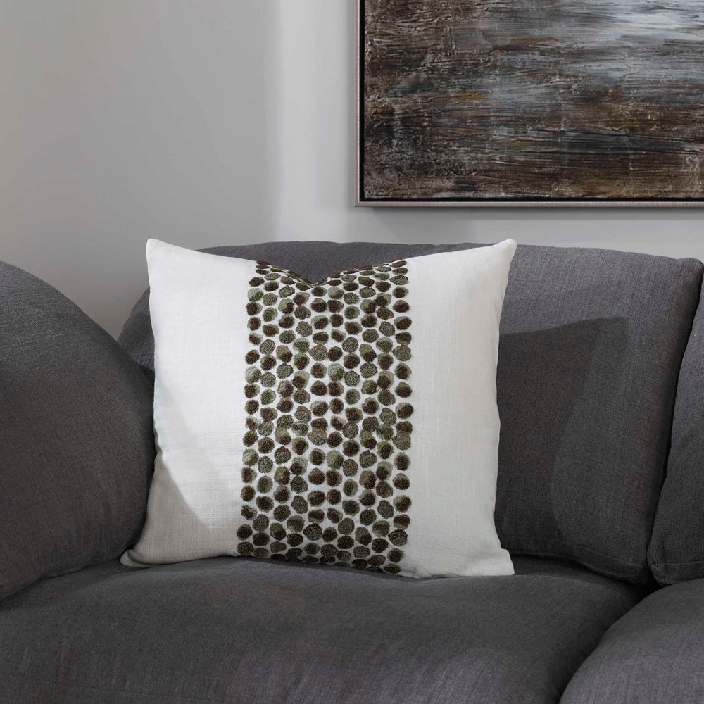Fig Leaf - Pillow - Green / White