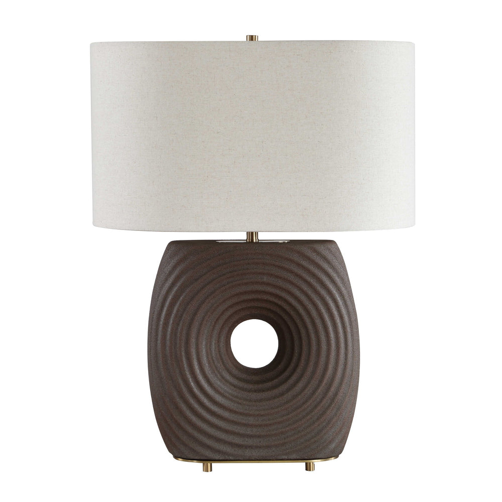 Geno - Concentric Ribbed Table Lamp - Brown