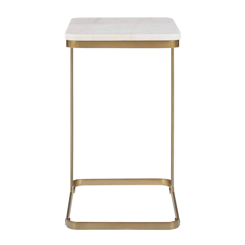 Tylan - Marble Accent Table - Brass / White