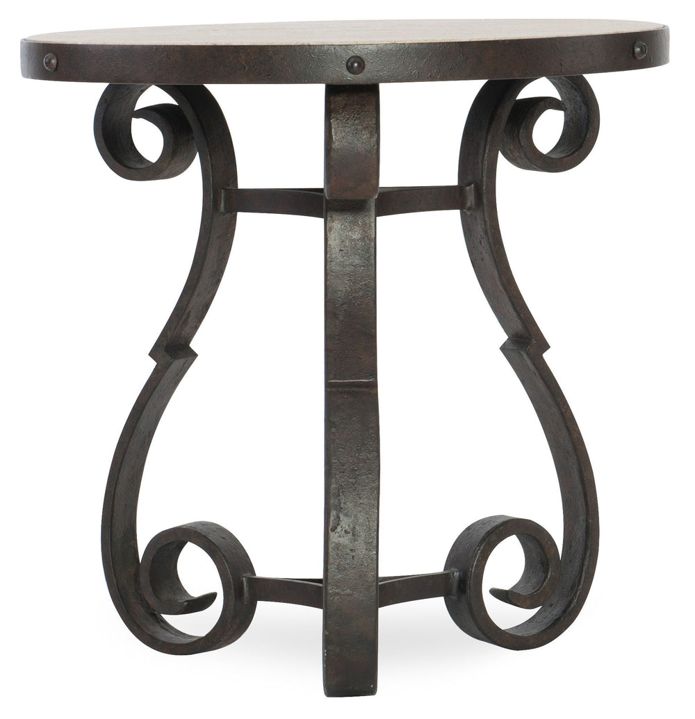 Hill Country - Luckenbach Metal And Stone End Table - Light Brown / Black