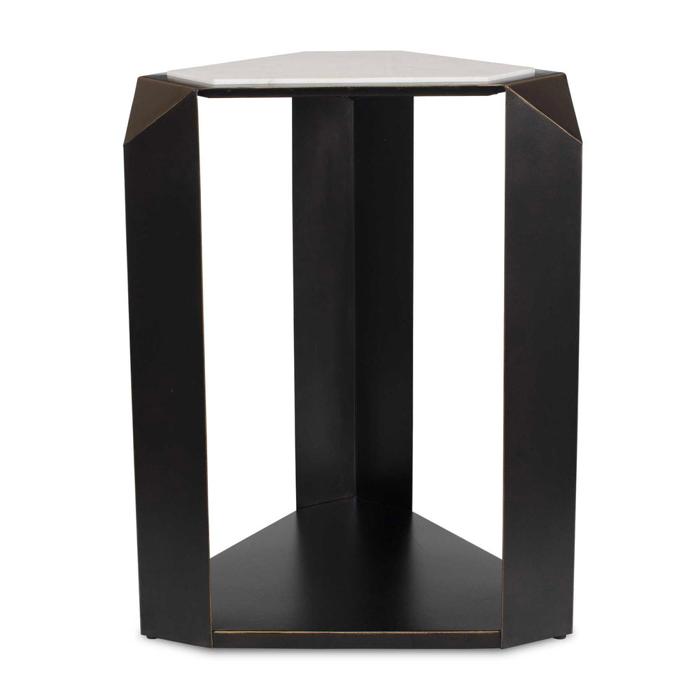 Keenan - Geometric Accent Table - Bronze / White