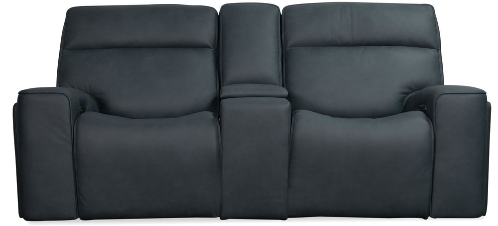 MS - Riverton Power Gliding Console Loveseat With Power Headrest And Lumbar - Black