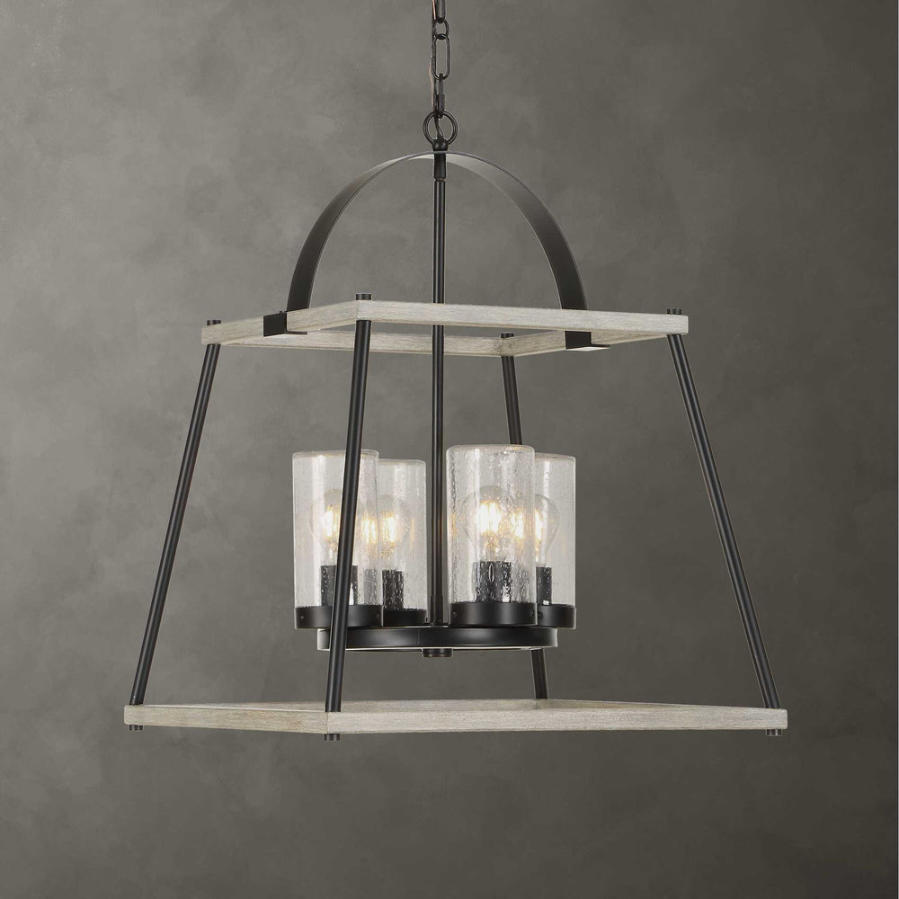 Edgecomb - 4 Light Indoor-Outdoor Pendant - Black / Gray