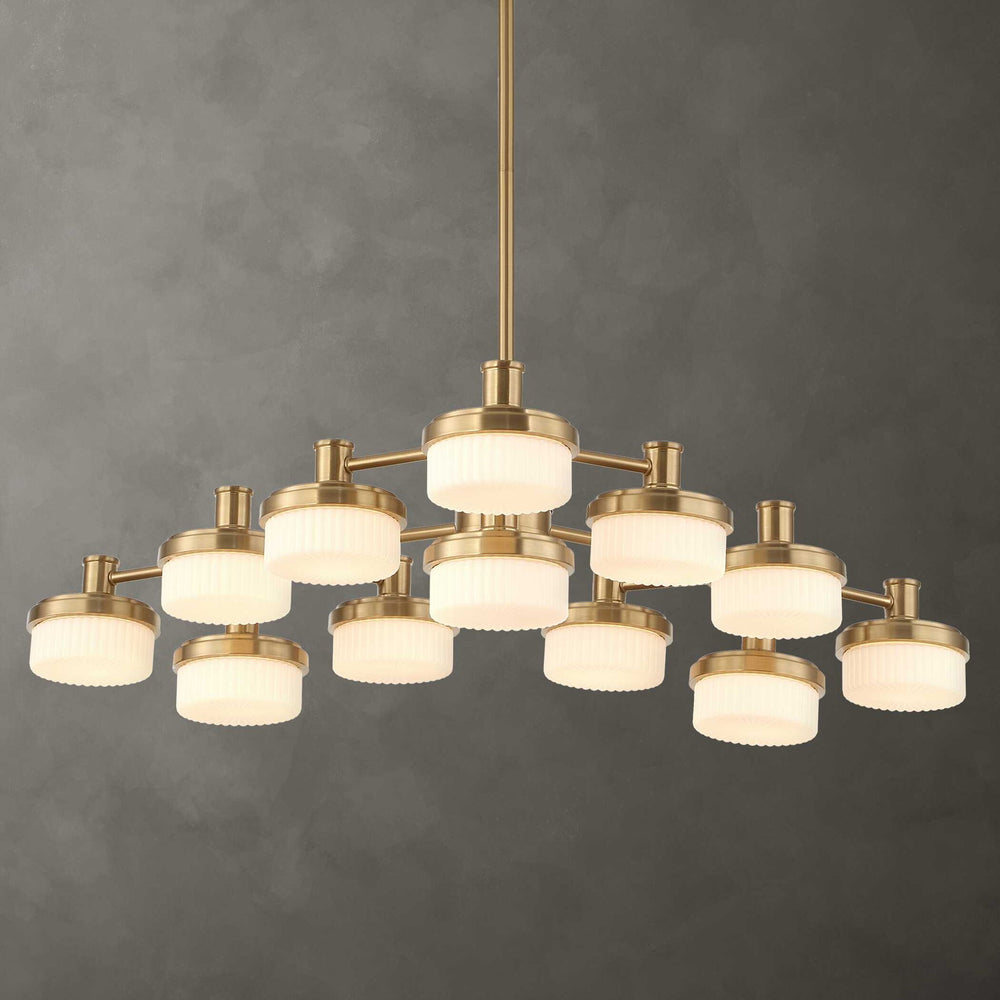 Wedge - 12 Light LED Brass Chandelier - White / Gold