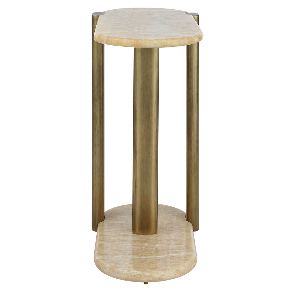 Rounded Cantilever - Accent Table - Beige / Gold