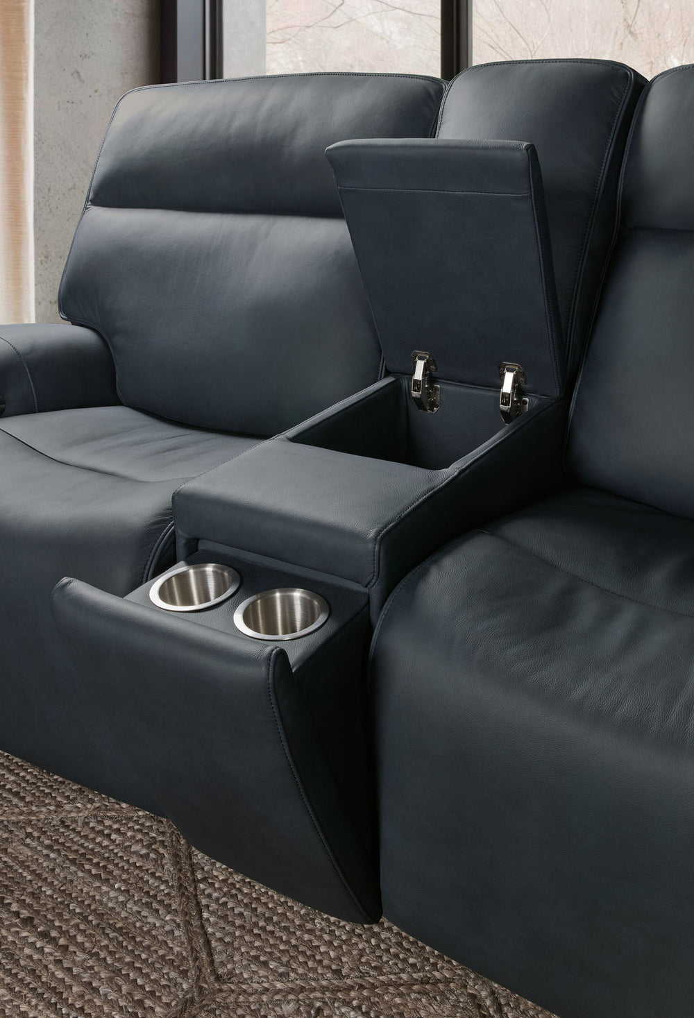 MS - Riverton Power Gliding Console Loveseat With Power Headrest And Lumbar