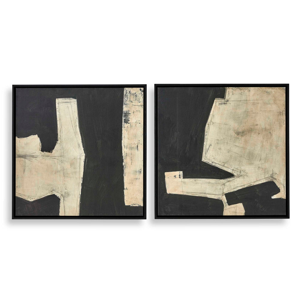 Transformation - Framed Canvases (Set of 2) - Black / Brown / Gray
