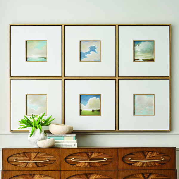 Cumulation - Framed Canvases (Set of 6) - White / Blue