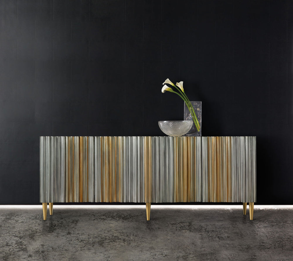 Melange - Apollo Credenza - Dark Gray / Gold