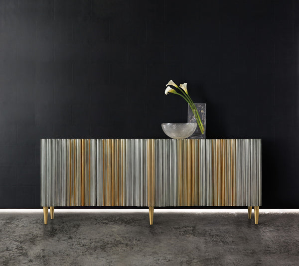 Melange - Apollo Credenza - Dark Gray / Gold