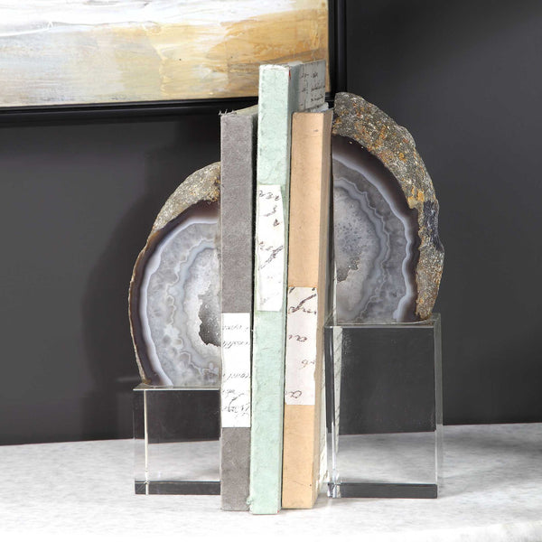 Amiya - Bookends (Set of 2) - Blue / Gray / White