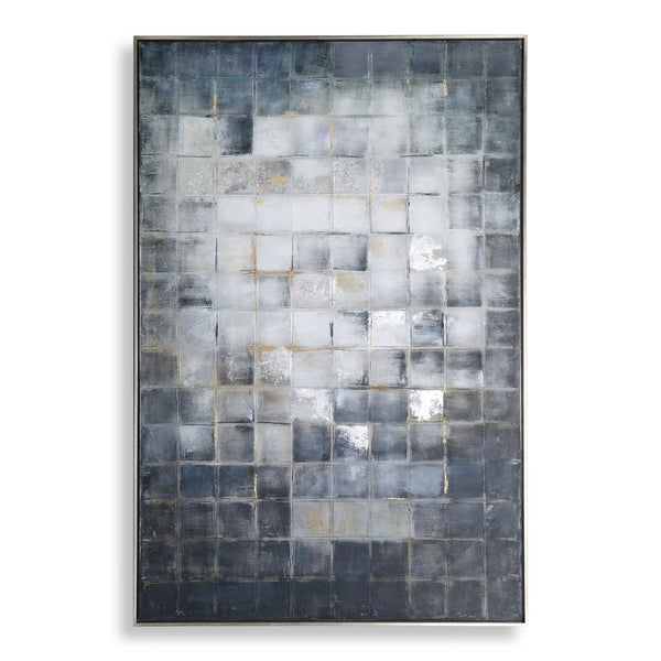 Graphs - Hand Painted Canvas - Blue / Gold / Gray
