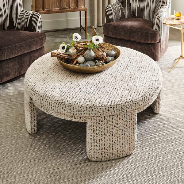 Give It A Rest - Round Ottoman - Hopscotch Creamy Espresso