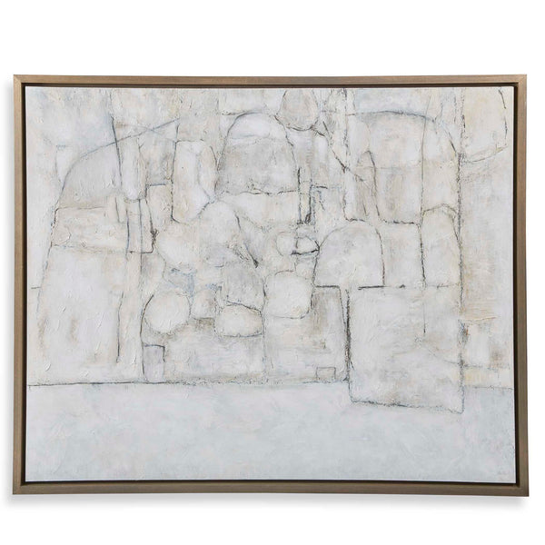 City Line - Framed Canvas - Gray / White / Woodtone