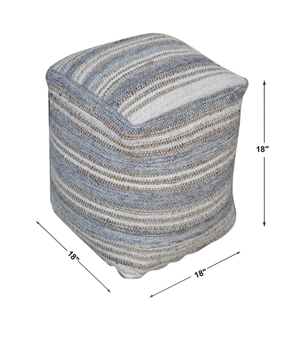Mesick - Handwoven Pouf - Gray