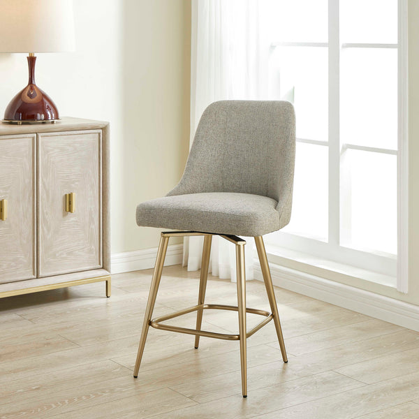 Bramwell - Upholstered Counter Stool - Gray / Gold