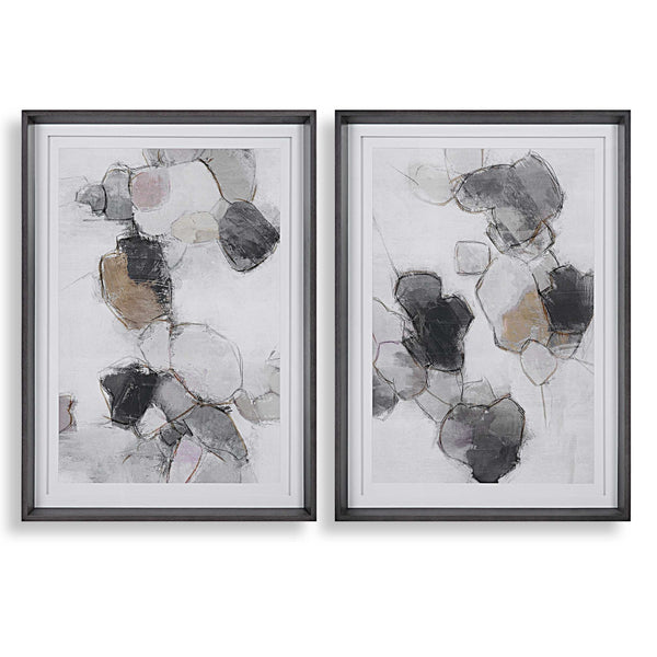 Plunging Pastels - Framed Prints (Set of 2) - Black / Brown / Gray