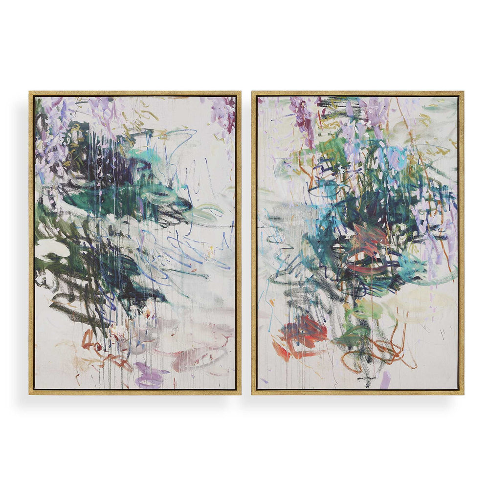 Wisteria Pond - Framed Canvases (Set of 2) - Green / Blue