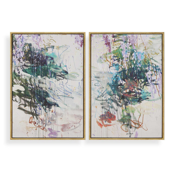 Wisteria Pond - Framed Canvases (Set of 2) - Green / Blue